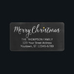 Merry Christmas Blackboard address labels<br><div class="desc">This cute and casual design features the words "Merry Christmas" with a golden star dotting the 'i' on a black chalkboard background. Personalise with your family name and address using the easy template provided.</div>