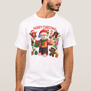 Merry Christmas Block Friends Holiday Tee
