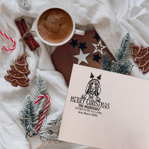 Merry Christmas Bloodhound Dog Return Address  Rubber Stamp