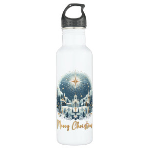 Merry Christmas blue and gold  710 Ml Water Bottle