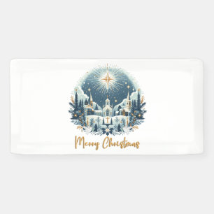 Merry Christmas blue and gold  Banner