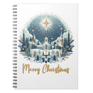 Merry Christmas blue and gold  Notebook