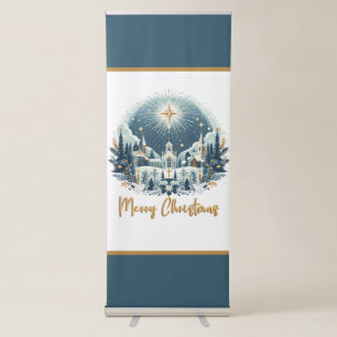 Merry Christmas blue and gold  Retractable Banner