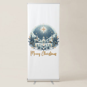 Merry Christmas blue and gold  Retractable Banner