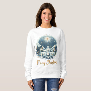 Merry Christmas blue and gold  Sweatshirt