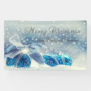 Merry Christmas,Blue,Christmas Balls Banner