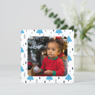 Merry Christmas Blue Christmas Tree Personalised Holiday Card