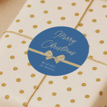 Merry Christmas Blue & Cream Ribbon Handwritten