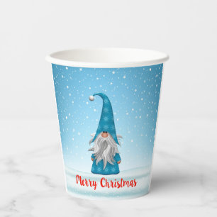 Merry Christmas Blue Gnome  Paper Cups