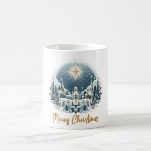 Merry Christmas Blue & Gold Mug