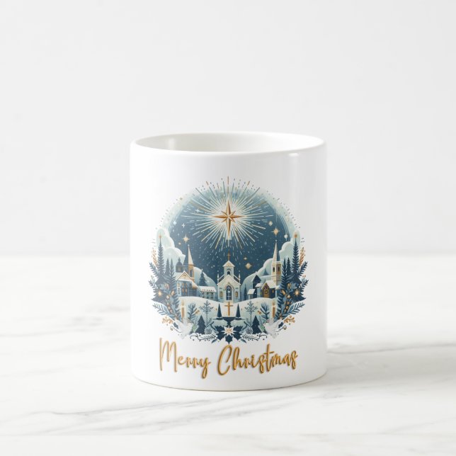 Merry Christmas Blue & Gold Mug (Center)