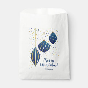 Merry Christmas Blue Gold Ornaments Favour Bags