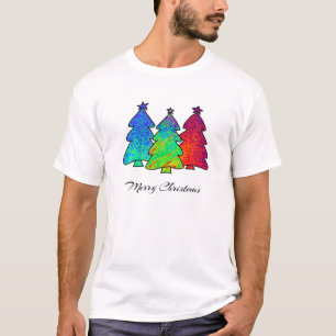 Merry Christmas Blue Green Red Abstract Pattern Cu T-Shirt