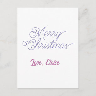 merry christmas blue name love simple blue purple postcard