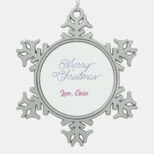 merry christmas blue name love simple blue purple snowflake pewter christmas ornament