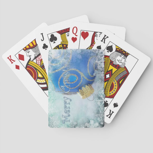 Merry Christmas blue playing cards (Back)