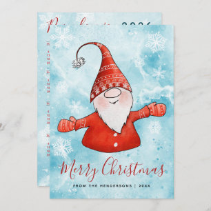 Merry Christmas Blue Red Gnome 2025 Calendar Holiday Card