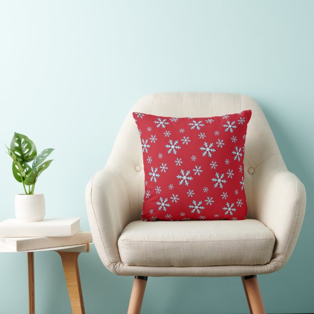 Merry Christmas Blue Snowflake Holiday Winter Cushion (Chair)