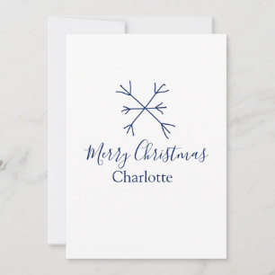 Merry Christmas blue snowflakes add name holidays Invitation