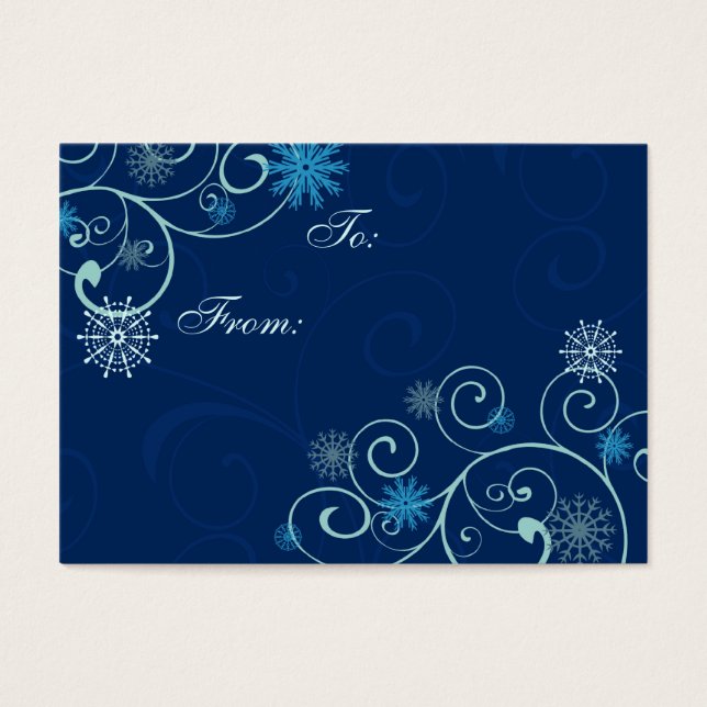 Merry Christmas Blue Snowflakes Gift Tags (Front)