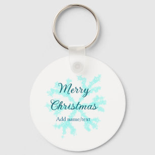 Merry Christmas blue snowflakes glitter sparkle na Key Ring