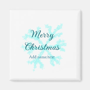 Merry Christmas blue snowflakes glitter sparkle na Magnet