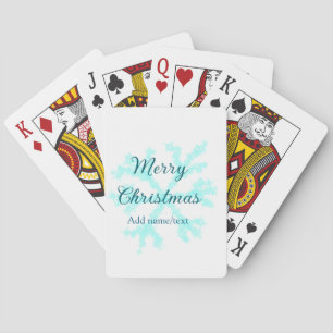Merry Christmas blue snowflakes glitter sparkle na Playing Cards