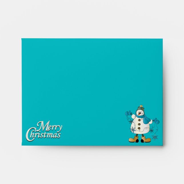 Merry Christmas Blue Snowman Envelopes (Front)