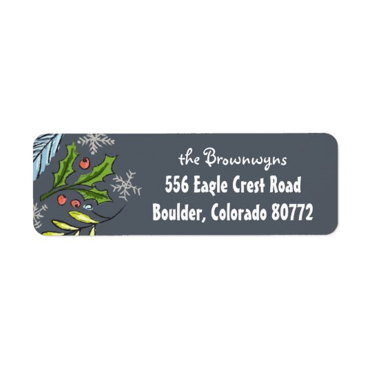 Merry Christmas Blue Spruce Boughs Return Return Address Label