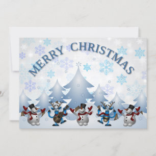 Merry Christmas Blue Text Holiday Card