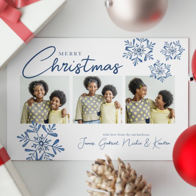MERRY CHRISTMAS | Blue Watercolor Snowflake Invitation (Creator Uploaded)