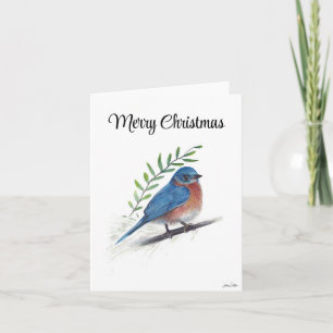 Merry Christmas Bluebird Bird Holiday Card