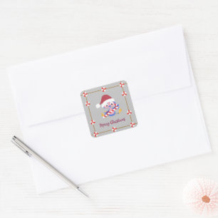 Merry Christmas Bluebird Candy Decor Decorated Square Sticker