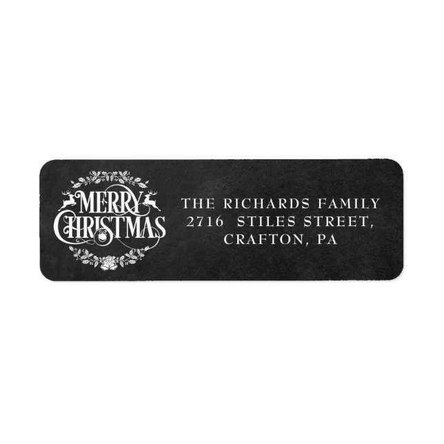 Merry Christmas Boho Chalkboard Return Address (Front)