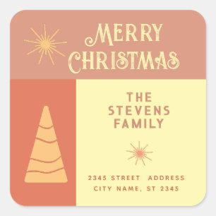 Merry Christmas boho cheerful colour block  Square Sticker