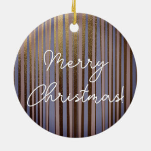 Merry Christmas Boho Gold Glitter Pink Lilac Ceramic Tree Decoration