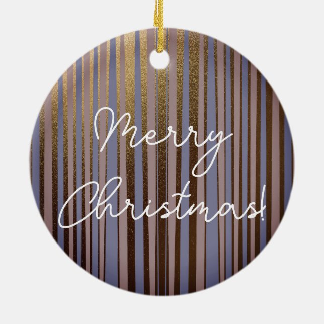 Merry Christmas Boho Gold Glitter Pink Lilac Ceramic Tree Decoration (Back)