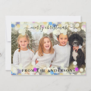 Merry Christmas Bokeh Light Holiday Card