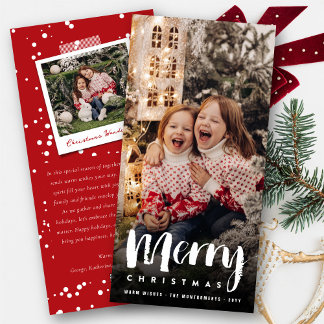 Merry Christmas Bold Brush Script Modern Photo Holiday Card