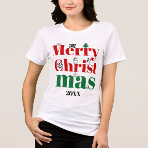 Merry Christmas bold typography, vintage elements Tri-Blend Shirt