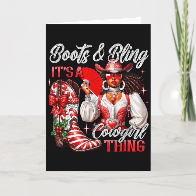 Merry Christmas Boots &amp; Bling Its A Cowgirl Th Card (Front)