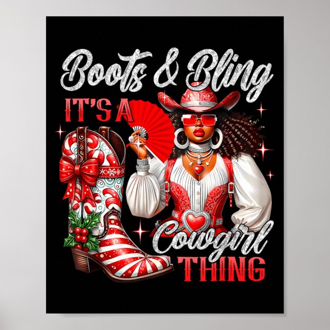 Merry Christmas Boots &amp; Bling Its A Cowgirl Th Poster (Front)