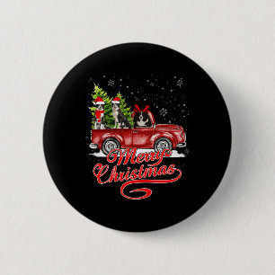 Merry Christmas Border Collie Dogs Santa Reindeer 6 Cm Round Badge