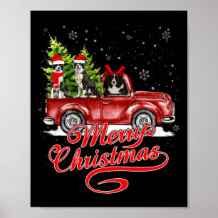 Merry Christmas Border Collie Dogs Santa Reindeer  Poster