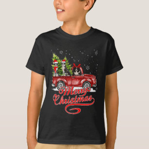 Merry Christmas Border Collie Dogs Santa Reindeer T-Shirt