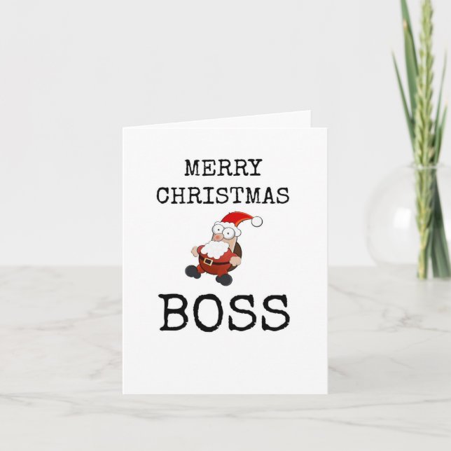 Merry Christmas Boss, Cute Santa Card (Front)