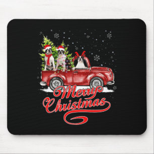 Merry Christmas Boston Terrier Dogs Santa Reindeer Mouse Mat
