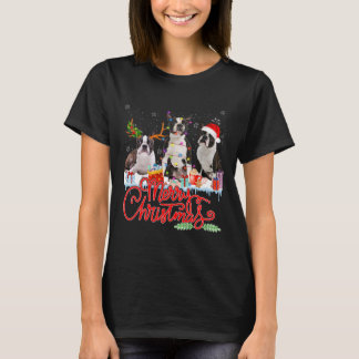Merry Christmas Boston Terrier Santa Reindeer Ligh T-Shirt