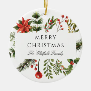 Merry Christmas Botaincal Greenery Family Ceramic Tree Decoration