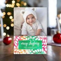 Merry Christmas Botanical Cheery Tie Dye - Photo